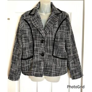 Notations Black and White Textured Blazer
